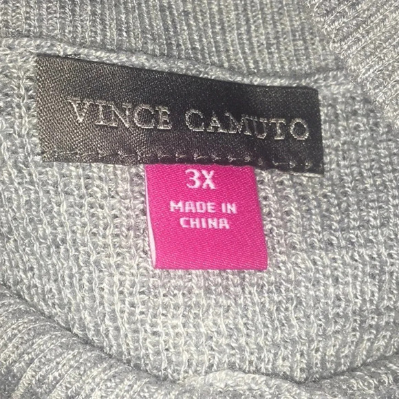 Vince Camuto Striped Ribbed Knit Button Shoulder Casual Sweater Plus Size Blouse - Picture 6 of 7